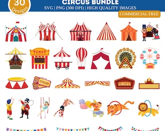 Circus SVG PNG Bundle| Circus Clipart| Circus Printable| Carnival Clip Art| Animals| Circus Tent Clipart| Circus set| Digital Circus Files