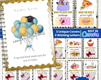 Editable Graduation College Gift Card Book Template, DIY Gift (Digital Download 4x6, 5x7in Canva Edit)