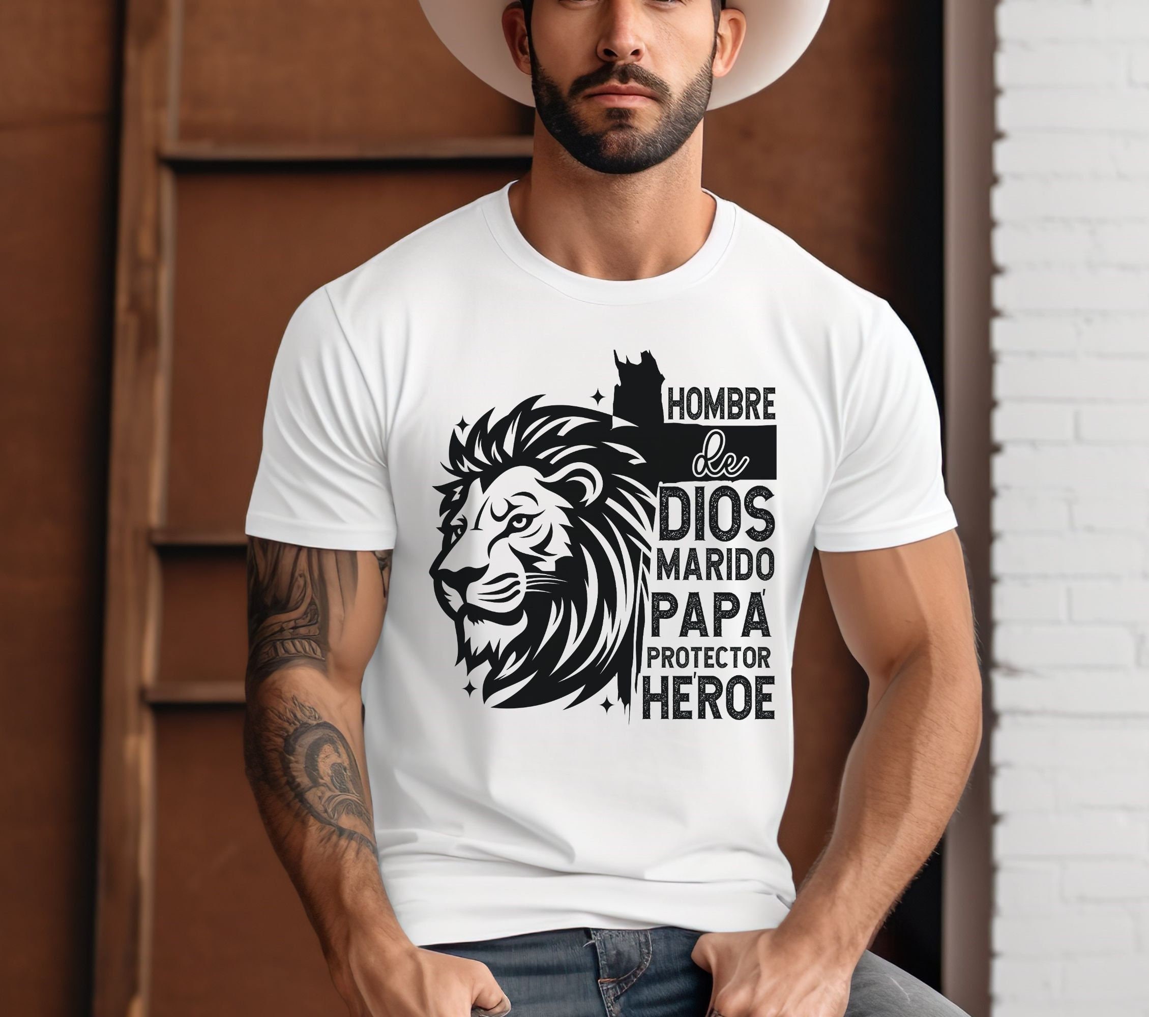 Spanish Dad PNG| Christian png| Hombre de Dios Png| Bible verse png| Dad lion png| Spanish Father png| Christian cross png | Latin Dad Shirt