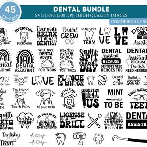Pacote Dental SVG PNG | Assistente Odontológico Svg| Higienista Dental Svg| Camiseta Assistente Dentária Svg| Dentista png| SVG do dente| Camisa de saúde Svg