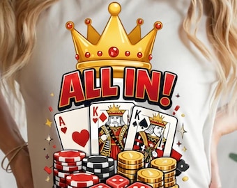 All In Poker PNG, Casino Cards Design, Casino Skull Png, Poker Cards Sublimation Design, Blackjack Png (Digital Download)