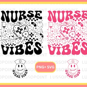 Verpleegkundige Vibes SVG| Verpleegkundige Vibes PNG| Grappige verpleegster Svg| Boho verpleegster SVG| Verpleegster shirt Png| Cool verpleegster shirt ontwerpen voorkant achterkant SVG| Mock-up inbegrepen