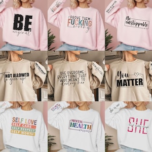 Ensemble bohème de motivation SVG PNG | Ensemble SVG amour de soi | Ensemble Svg inspirant | Ensemble SVG Femmes autonomes | Lot de sweat-shirts avec manches