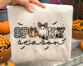 Spooky Season PNG, Retro Halloween Png, Pumpkin Ghost Png, Halloween Png, Bow Boo Png, Leopard Checkered Fall Sublimation, Spooky vibes Png