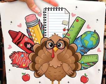 Teacher Turkey Png, Teacher Thanksgiving Turkey Png, Fall Thanksgiving Turkey,Turkey Fall Autumn Clipart (Sublimation Design)