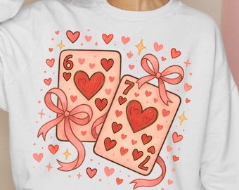 Playing Cards Valentine 6 7 Png, Preppy 67 Six Seven Valentines Png, Coquette Funny Shirt Design (Digital Download)