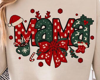 Christmas Mama Coquette PNG: Christmas coquette bow png (Digital Download)