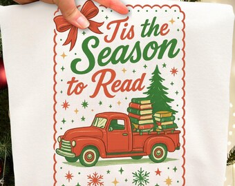 Tis the Season to Read PNG: Retro Christmas Book Lover Png (Digital Download)