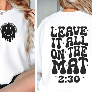 Leave It All On The Mat SVG PNG| Cheer Aesthetic| Cheerleading svg| Retro Svg| Trendy Drippy Smile| Cheer Competition Png| Game Day Png