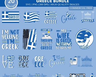 Grekland SVG PNG-paket | Grekland grekisk flagga namndesign | Grekland flagga png | Grekland clipart