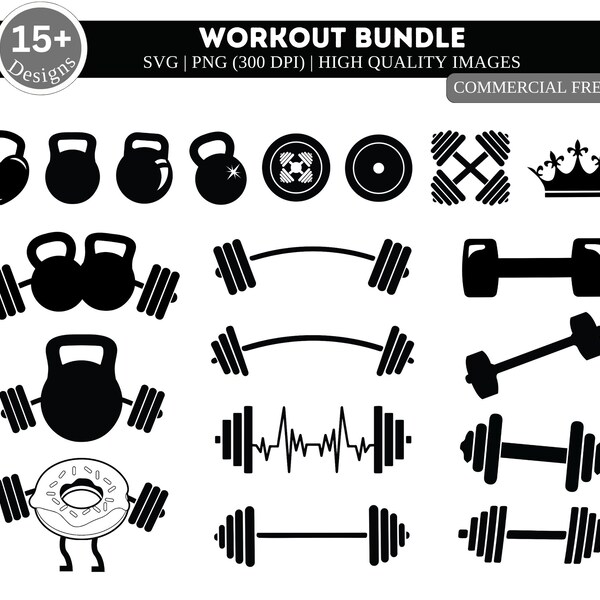 Gym Clipart PNG| Workout Silhouette| Fitness Silhouette| Barbell SVG| Workout Svg| Fitness Svg| Weights Svg| CrossFit Svg| Dumbbell Svg| Gym