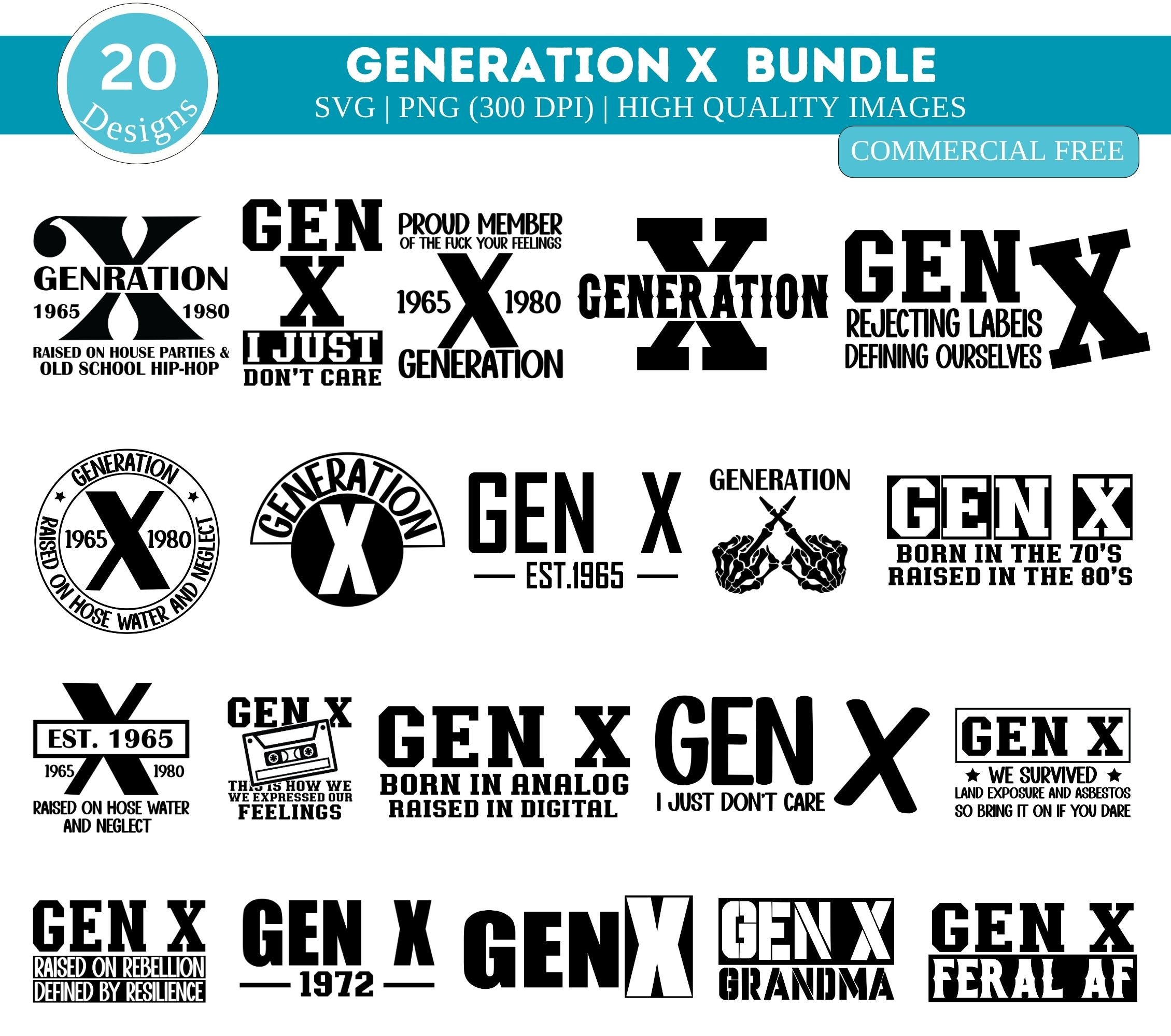 Gen X SVG Bundle| Gen X PNG Bundle| Retro Gen X Svg Bundle| Gift for Gen X| Snarky Png| Sarcastic Png| Cricut Cut File
