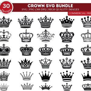 Corona reale PNG/Re Corona SVG/ Corona della Regina SVG/ Principessa Tiara Svg/ File Corona per Cricut/ Corone Clipart per Silhouette
