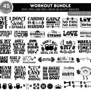 Workout SVG PNG Bundle | Fitnessstudio geschnitten Datei | Fitness-Svg | Übungszeichen | Motivations-Svg | Workout-Shirt svg | Fitnessstudio-Zitate svg | Gym-Cut-Datei