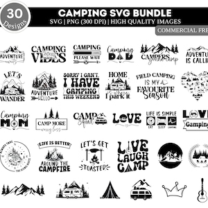 Paquete SVG de camping/ Camping SVG/ Happy Camper Svg/ Camping Life Svg/ Camping Sign Svg/ Verano Svg/ Aventura Svg/ Campfire Svg/ Senderismo Svg