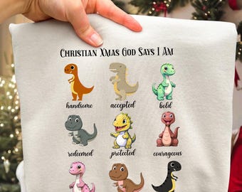 Chrześcijański Bóg Mówi, Że Jestem PNG: Retro Chrześcijański Projekt Dinozaura, Wiara Chrześcijańska PNG, Projekt Koszulki z Sublimacją Wiary dla Dzieci