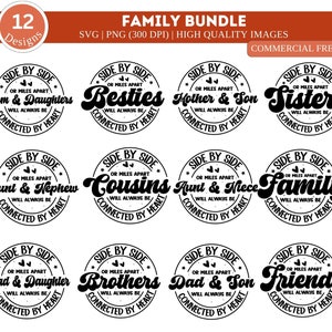 Sœurs côte à côte ou à des kilomètres l'une de l'autre, liées par le cœur Ensemble SVG, ensemble familial SVG | Ensemble SVG assorti Friends | Chemise familiale assortie Svg