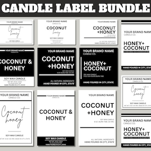 Pacchetto di modelli Canva per etichette per candele modificabili/ Disegni di etichette per candele moderne/ Etichette per candele personalizzate/ Adesivo per candele fai da te/ Piccoli biglietti da visita