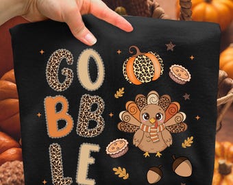 Thanksgiving Gobble Coquette Png, Thankful Turkey Png, Autumn Png, Thanksgiving Png, Design Sublimation