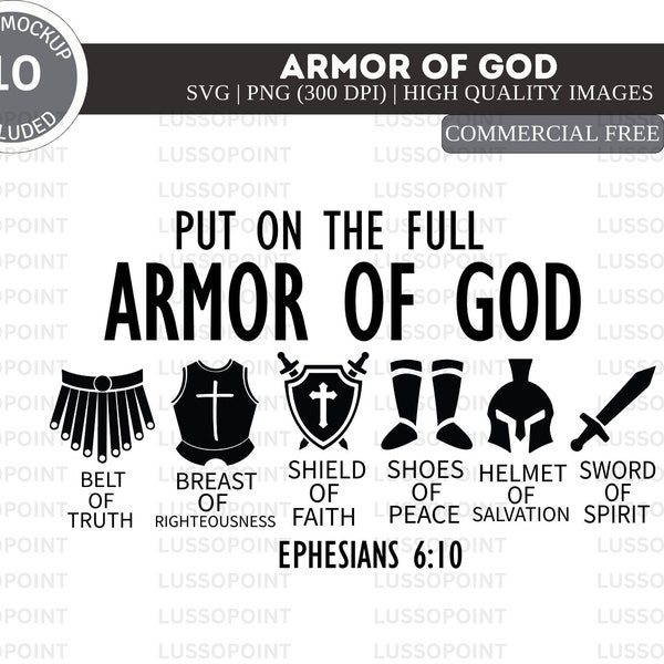 Put on The Full Armor of God SVG PNG| Christian Png| Religious Gifts For Women| Woman Warrior of God| Bible Quote Svg| Shield of Faith Svg