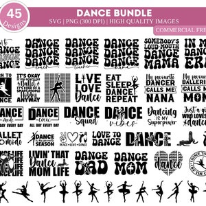 Ensemble SVG amateur de danse | Équipe de danse Svg | Clipart Danseuse | Svg de danse rétro | Chemise amateur de danse Svg | Citations de danse| Amoureux de la danse au format PNG