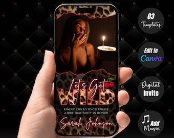 Animated Let's Get Wild Leopard Cheetah Print Invite, Cheetah Print Save the date Invitation, Animated Let's Get Wild Save the date Invite