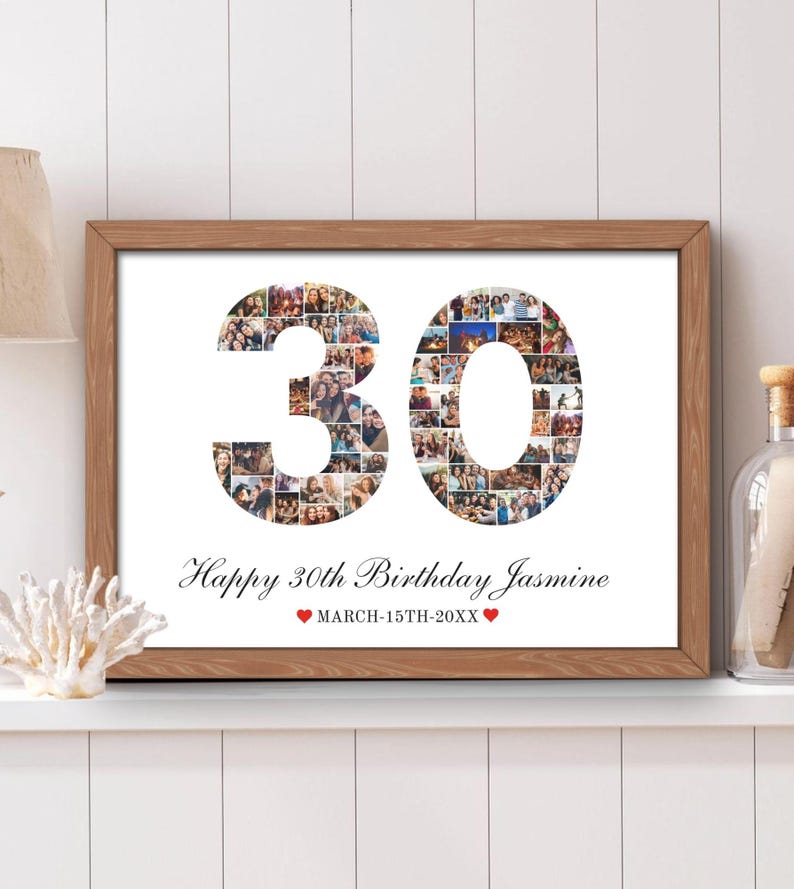 Editable 30th Birthday Photo Collage Template, Personalized 30th ...