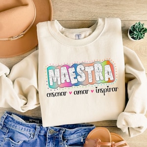 Retro Maestra PNG| Leraar leven png| Leer liefde inspireren| Spaanse leraar| Terug naar school| Waarderingsgeschenk voor leraren| Maestra School Png