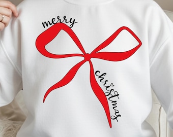 Merry Christmas Bow Png, Christmas Coquette Bow Png, Red Coquette Bow Png, Trendy Christmas Bow Png (Design Sublimation)