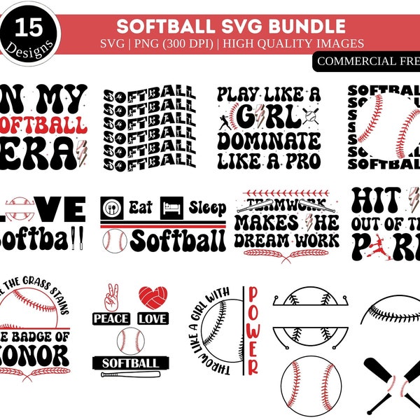 Softball SVG Bundle| Softball Mom Svg| Softball Laces Svg| Softball Dad Svg| Softball Png| Distressed Softball Svg| Softball Girl Svg