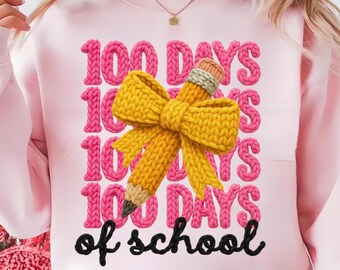 Konstgarn 100 dagar i skolan png, lärare 100 dagar i skolan png, kokett rosett 100 dagar i skolan virkad png (digital nedladdning)
