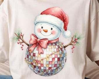 Christmas Colorful Disco Snowman Png, Winter Snowman Png, Christmas Girly Png, Christmas Season Png, Merry Christmas Png,Retro Christmas Png