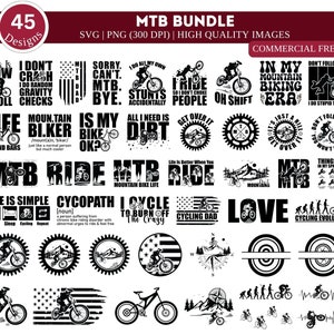 Ensemble VTT SVG PNG | Vélo Svg | Vélo Svg | Clipart vélo | Svg VTT | Motard svg | Aventure Svg