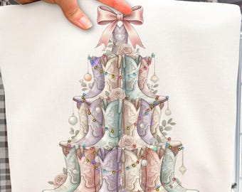 Árbol de Navidad retro PNG, Árbol de Navidad vaquera PNG, Navidad occidental PNG, Navidad vaquera PNG, Vaquera navideña, Png para Navidad