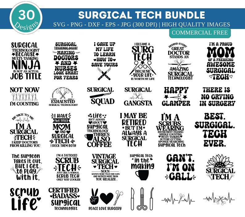 Surgical Tech SVG PNG Bundl| Nurse Png| Surgical Technologist Svg| Tech ...