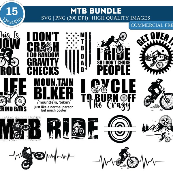 Mountain Bike SVG Bundle| Bike PNG Bundle| Mountain biking Svg| hiking svg| This is How I Roll