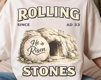 Christian Easter Rolling Stones Png, Christian Easter Png, He is Risen Png, Trendy Easter Jesus Shirt, Bible Verse Png (Digital Download)