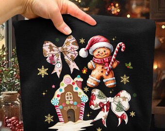 Christmas Gingerbread Coquette Png, Preppy Christmas Png, Christmas Coquette Bow, Christmas Shirt, Gift For Her