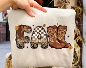 Western Cowgirl Boots Fall Sublimation Design Cowboy Checkered Fall Png Western Fall Png Autumn Png Grunge Fall Png Fall Png  Autumn Shirt