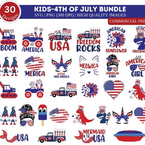 Paquete SVG Png para niños/ 4 de julio SVG/ 4 de julio svg/ América svg/ Bandera de EE.UU. svg/ Camisa del Día de la Independencia/ Petardo Svg/ Ameria Clipart/ Rex