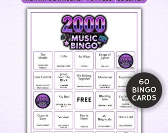 2000s Music Bingo Game, Printable Party Activity (PDF)