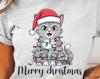 Funny Christmas Cat PNG: Meowy Christmas Png (Digtal Download)