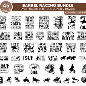 Barrel Racing SVG PNG Bündel | Barrel Racing Png | Pferd geschnitten Datei | Rodeo Clipart | Cowgirl Druck | Cowboy Schädel | Barrel Racer Clipart