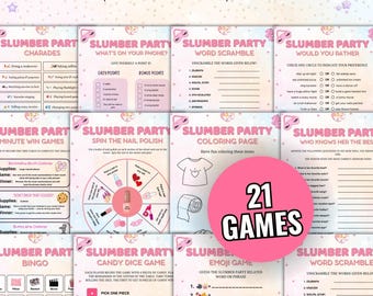 Slumber Party Games For Girls, Slumber Party Games Bundle, Sleepover Party Games For Girls, Printable Slumber Party Games, Pajama Night Game