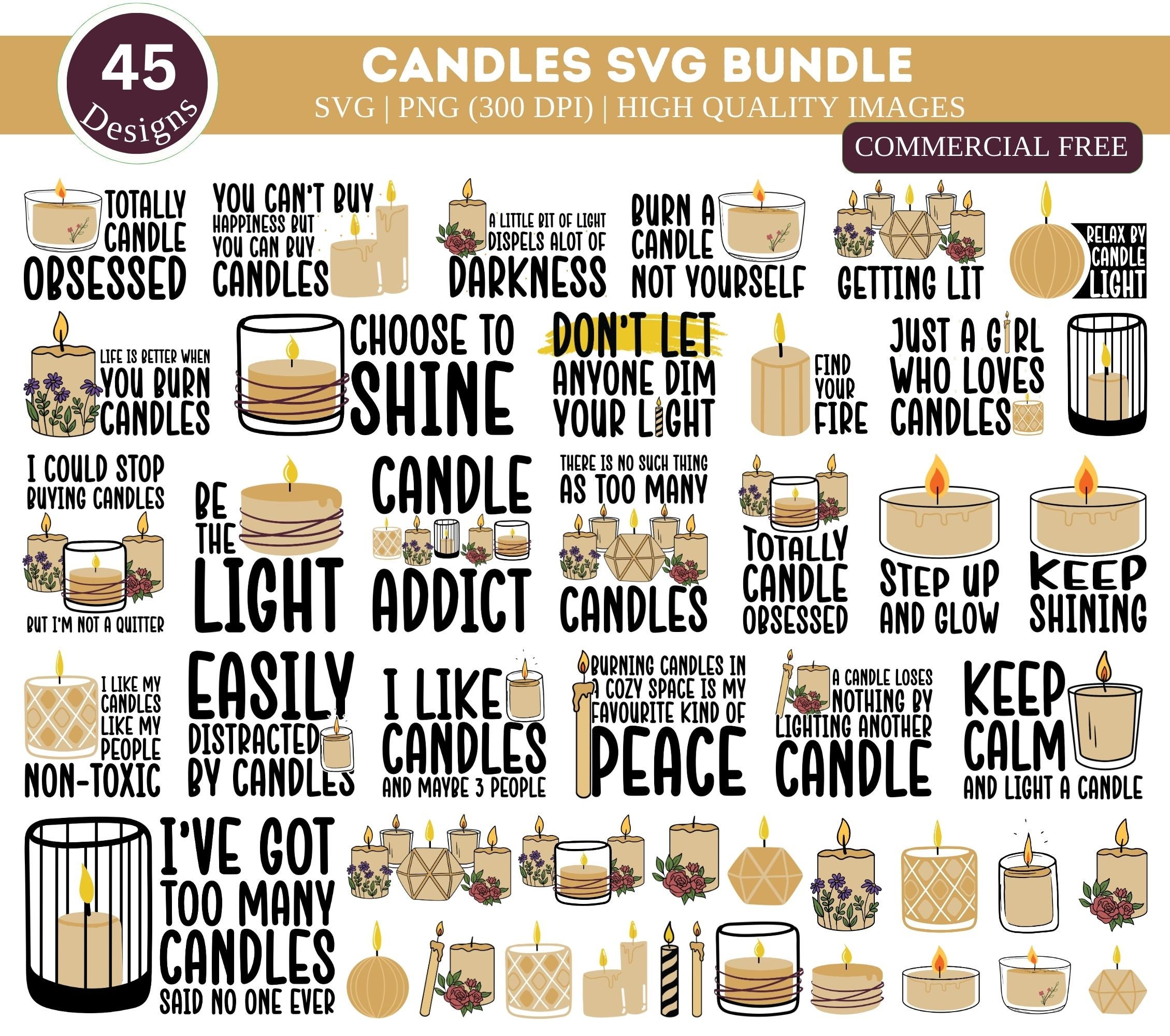Candle SVG PNG Bundle| Candle Svg| Candle Lover Svg| Candle Clipart| Candle Cut Files| Motivational  Quotes| Birthday Candle Svg| Vector