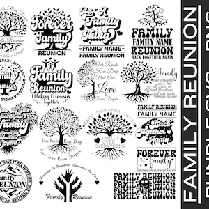 Familientreffen SVG Bündel| Stammbaum mit Zitat SVG | Baum mit Wurzeln SVG | Unsere Liebe läuft tiefer | Familie | Familientreffen|