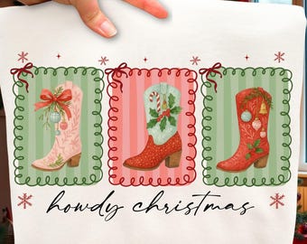 Howdy Christmas Png, Cowgirl Western Christmas Png, Retro Christmas girly Png, Country Shirt Design, Holiday Sublimation