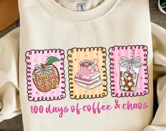 Preppy 100 Days of School PNG: Teacher 100 Days Smarter Png (Digital Download)