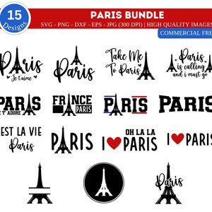Lot Paris SVG| Paris Svg | Tour Eiffel Svg | Monument Svg | Voyage SVG | Amoureux de Paris | France Svg | Voyage png