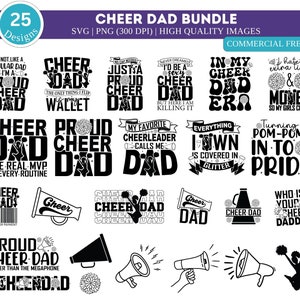 Pacote SVG 2024 Cheer Dad | Torcer Papai PNG| Pai da líder de torcida Svg| Pai engraçado da alegria Svg| Orgulhoso Torcer Svg| Na Minha Era de Torcida Svg| Silhueta de alegria